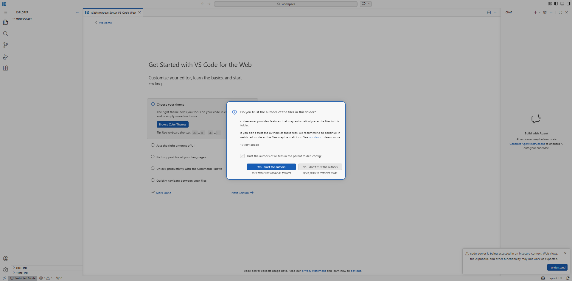 code-server主页面 code-server主页面